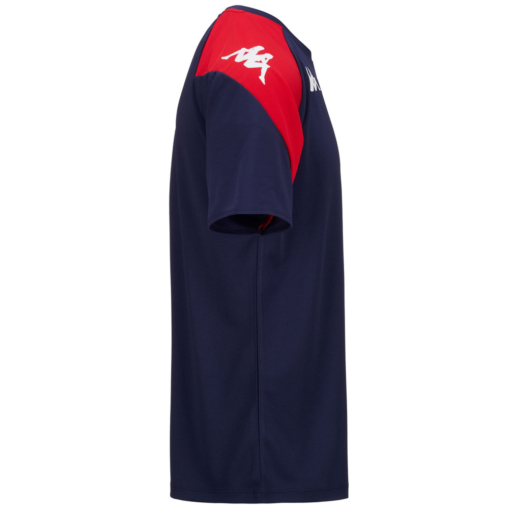 Camiseta entrenamiento fútbol azul para hombre corte ajustado 02