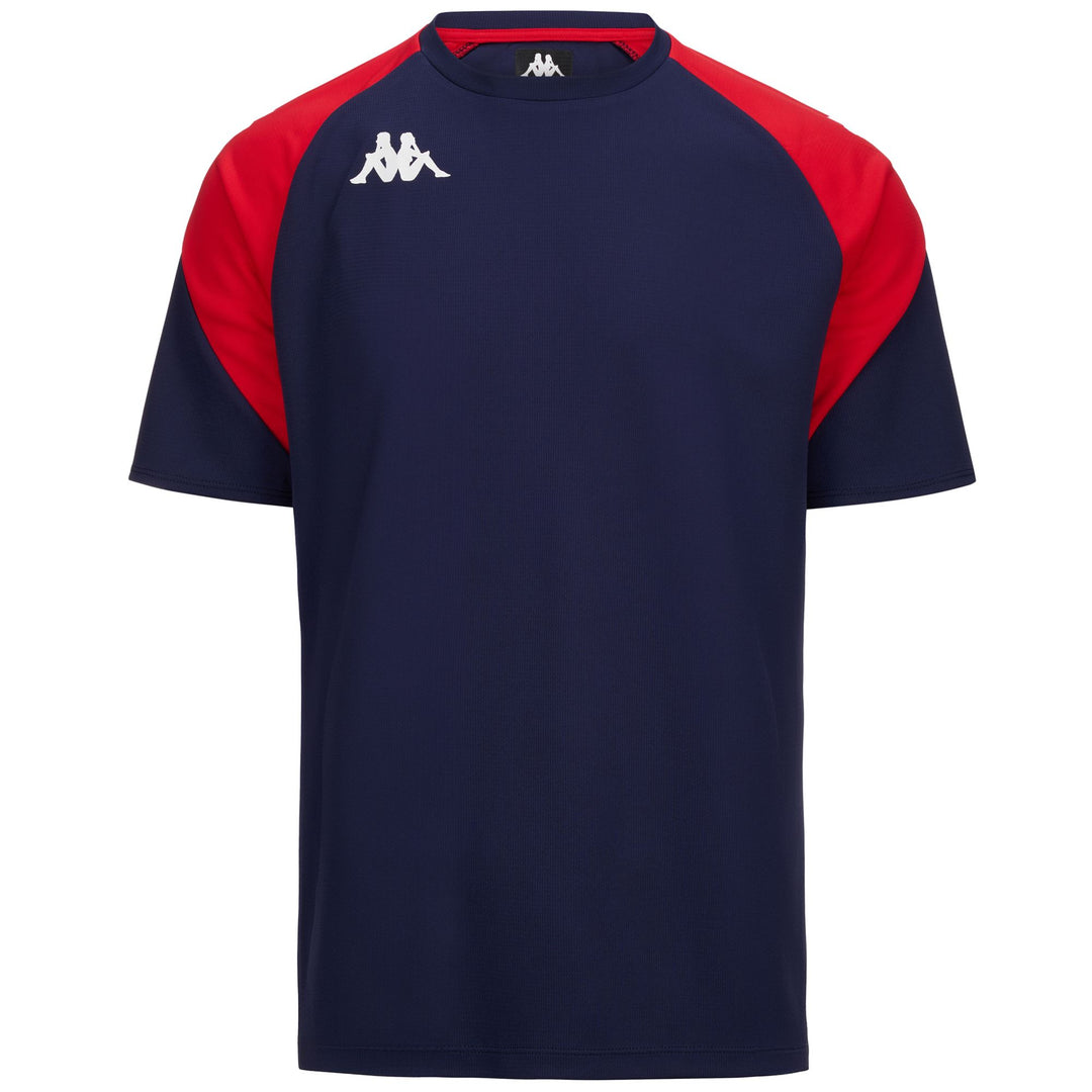 Camiseta entrenamiento fútbol azul para hombre corte ajustado 01