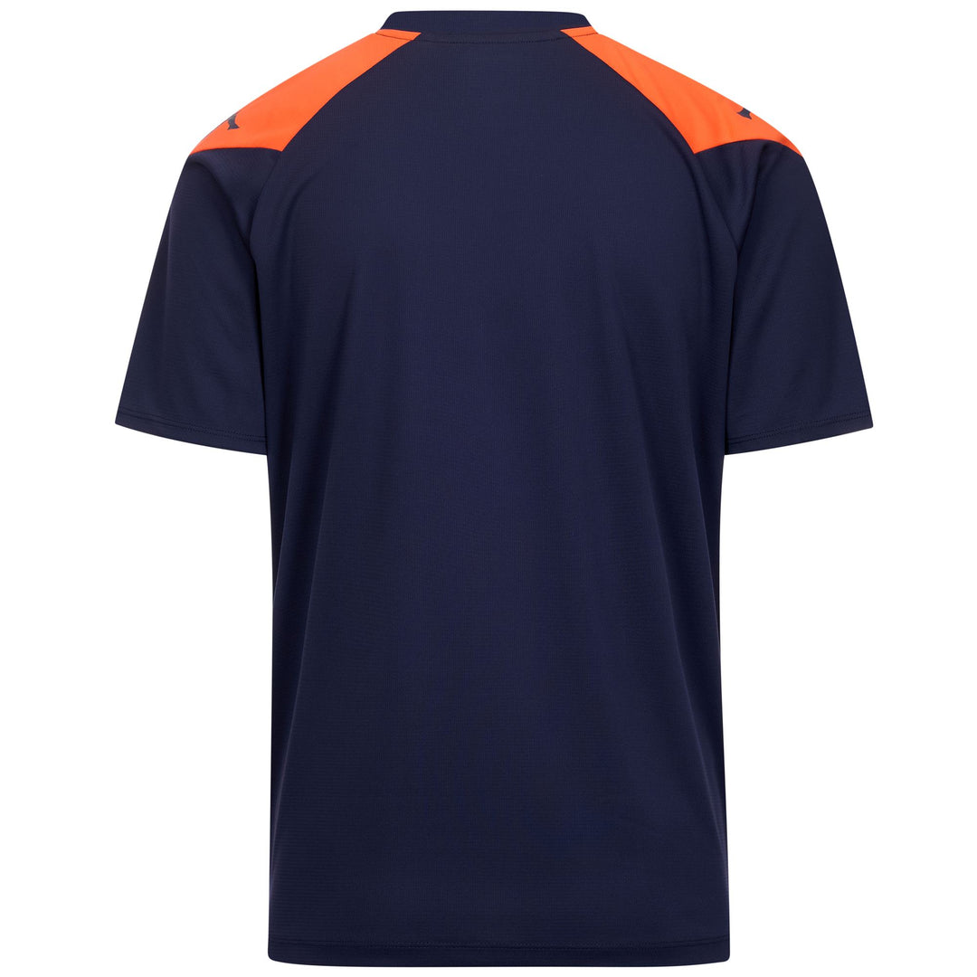 Camiseta de entrenamiento ajustada para hombre en color azul y naranja, confeccionada en tejido reciclado. main