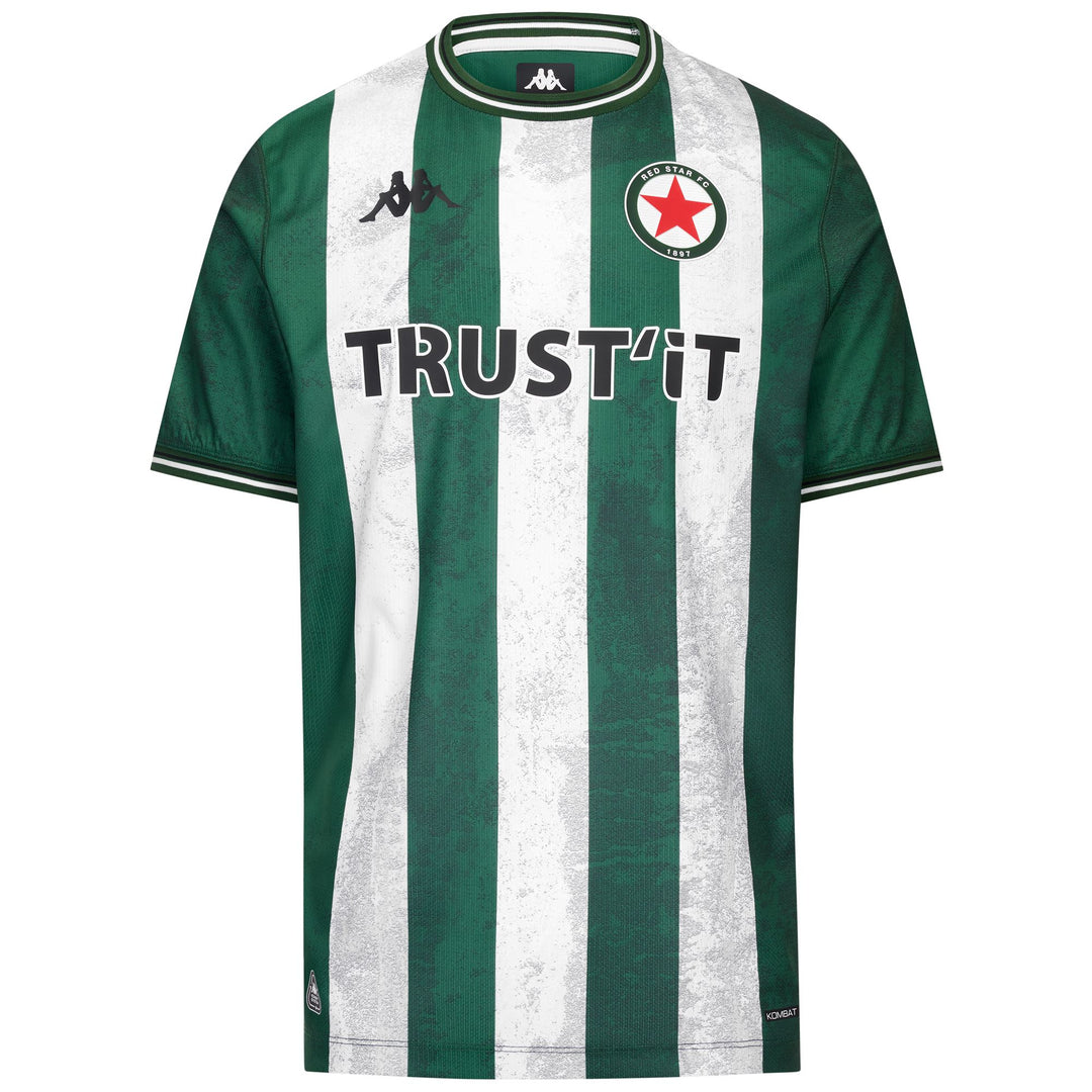 Green Men's Red Star Football T-Shirt with Team Patch 01