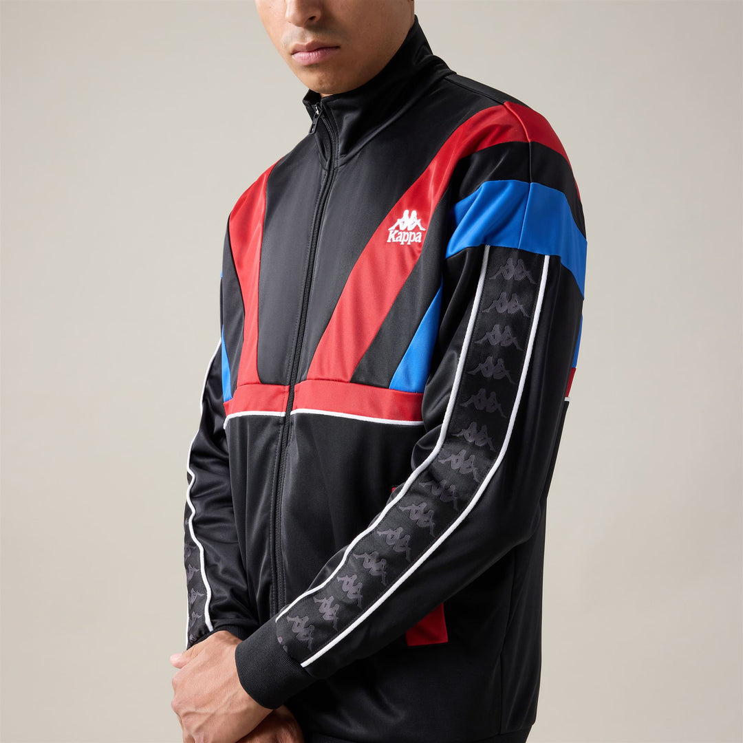 Polaire noire pour homme, coupe confortable, avec empiècements contrastés 01
