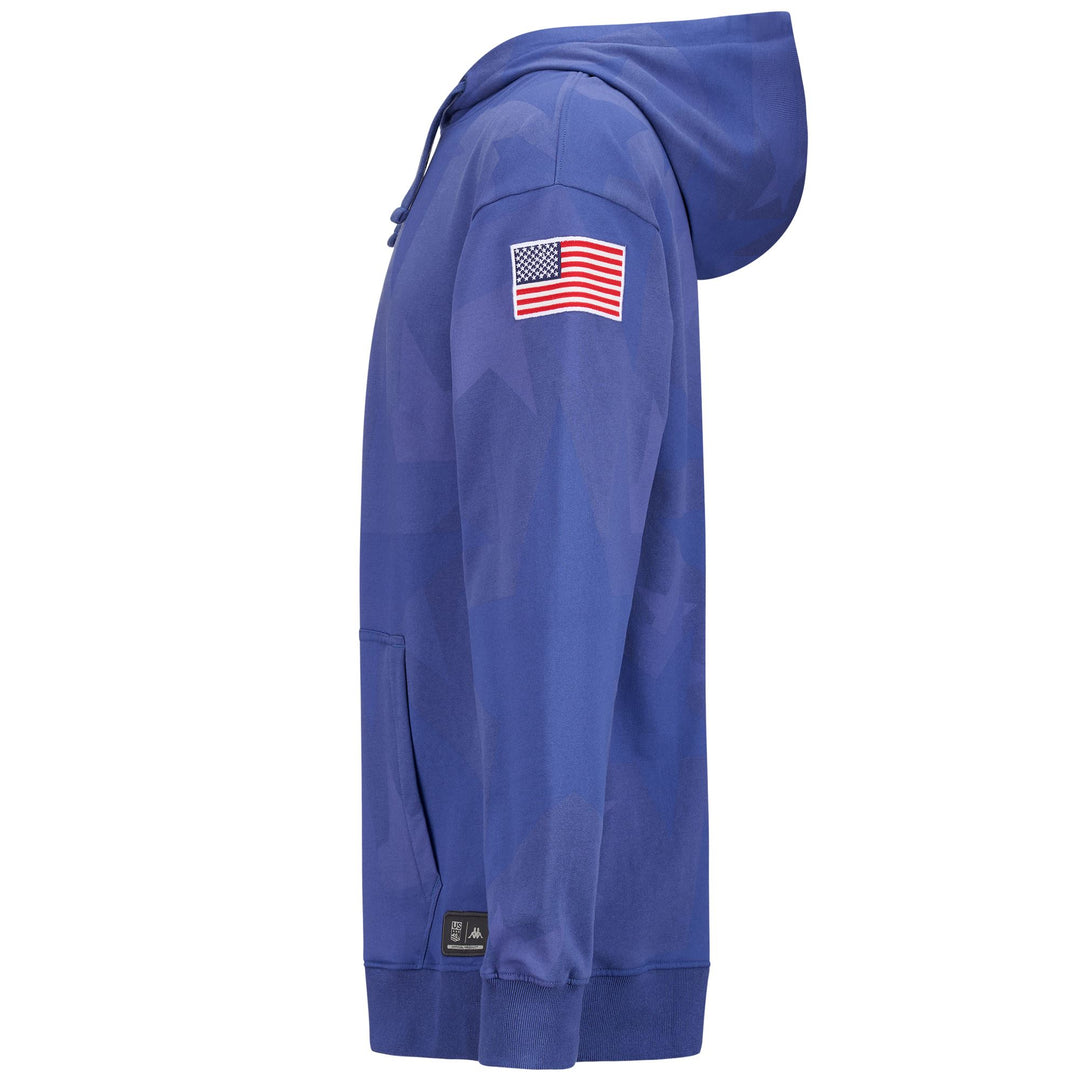 Suéter polar de esquí unisex azul con capucha y bolsillo tipo canguro main