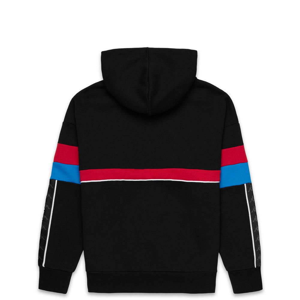 Black Men's Brushed Fleece Hoodie with Contrast Colors 02