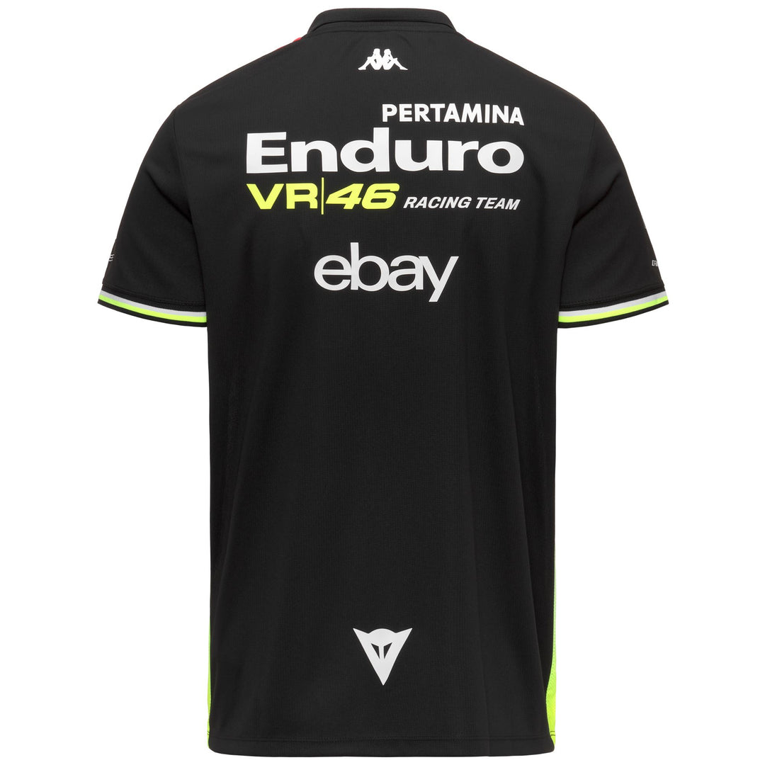 Polo del equipo de carreras VR46 para hombre, negro y amarillo neón main