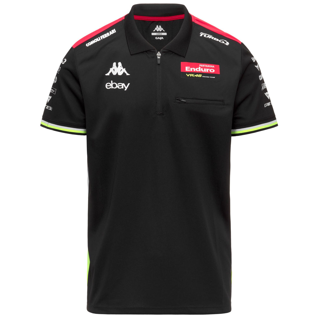 Polo da uomo VR46 Racing Team nera e giallo neon 01