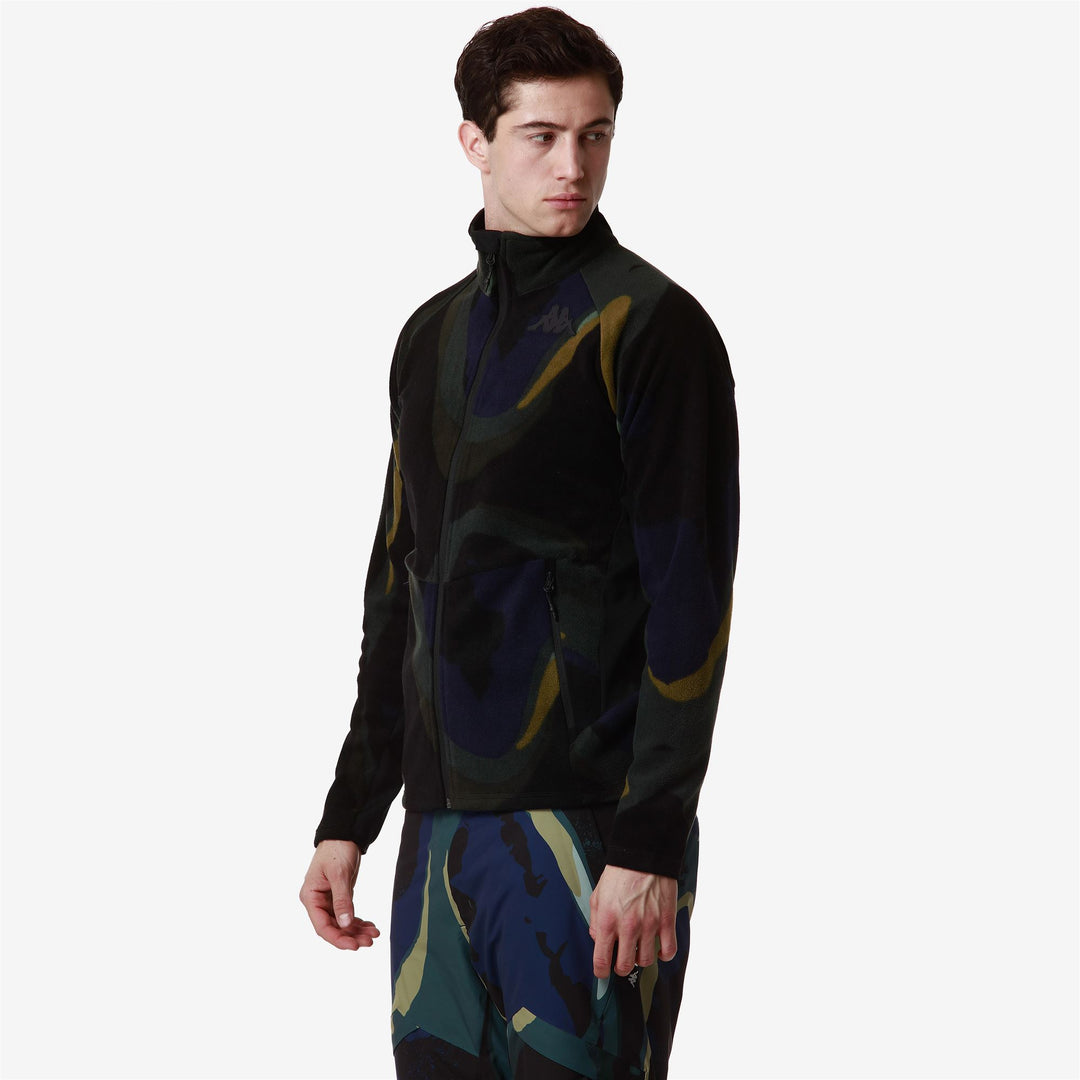 Giacca Fleece Unisex da Sci Verde Blu con Stampa Totale main