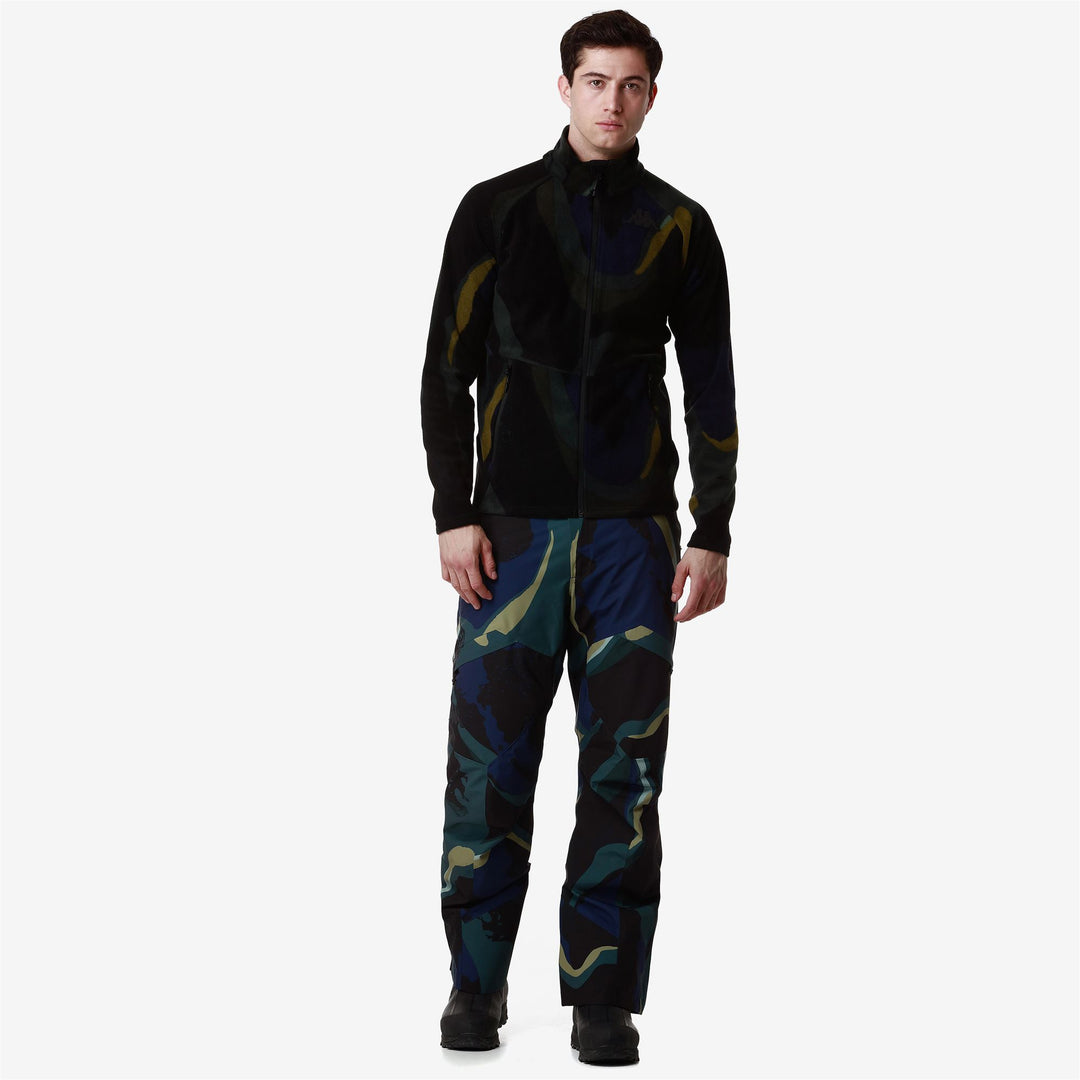 Chaqueta polar de esquí unisex azul verdosa con estampado integral 01