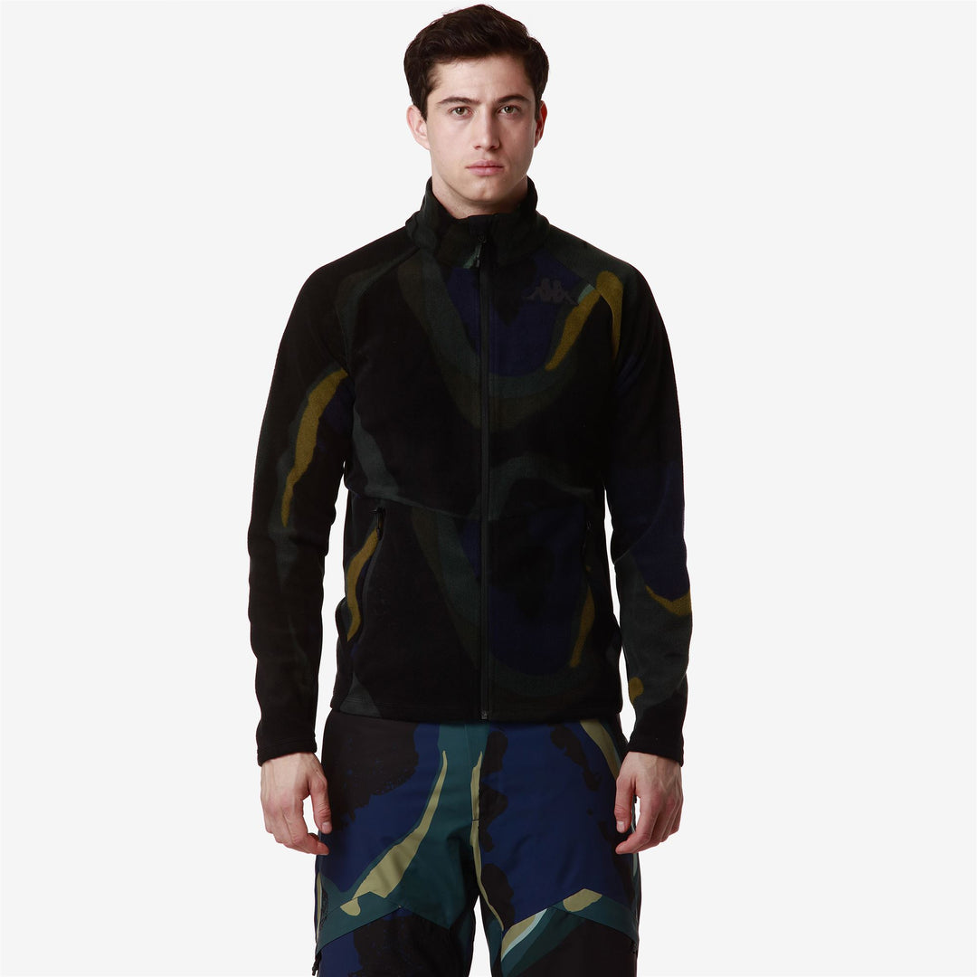 Giacca Fleece Unisex da Sci Verde Blu con Stampa Totale main