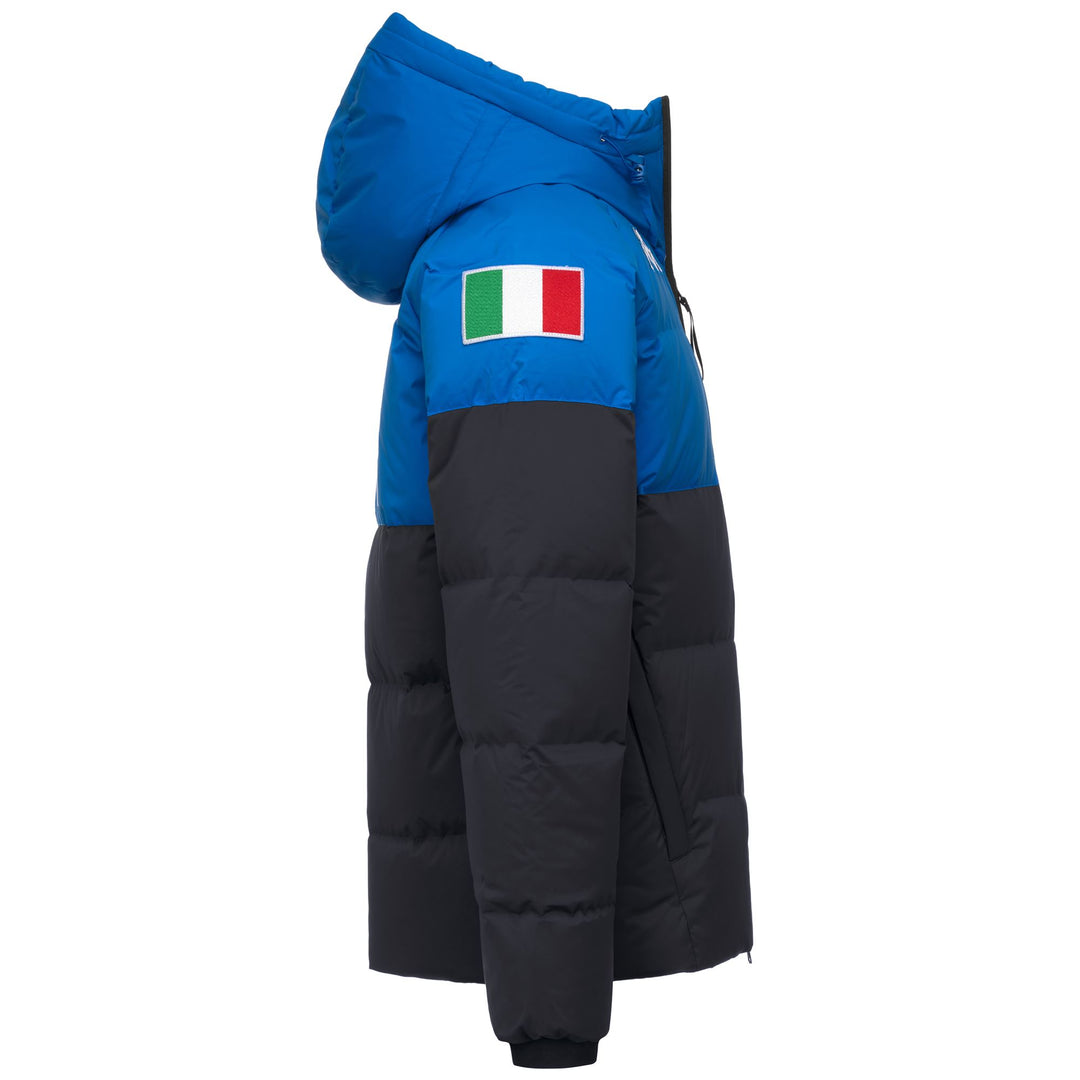 Doudoune de ski imperméable bleue unisexe coupe classique main