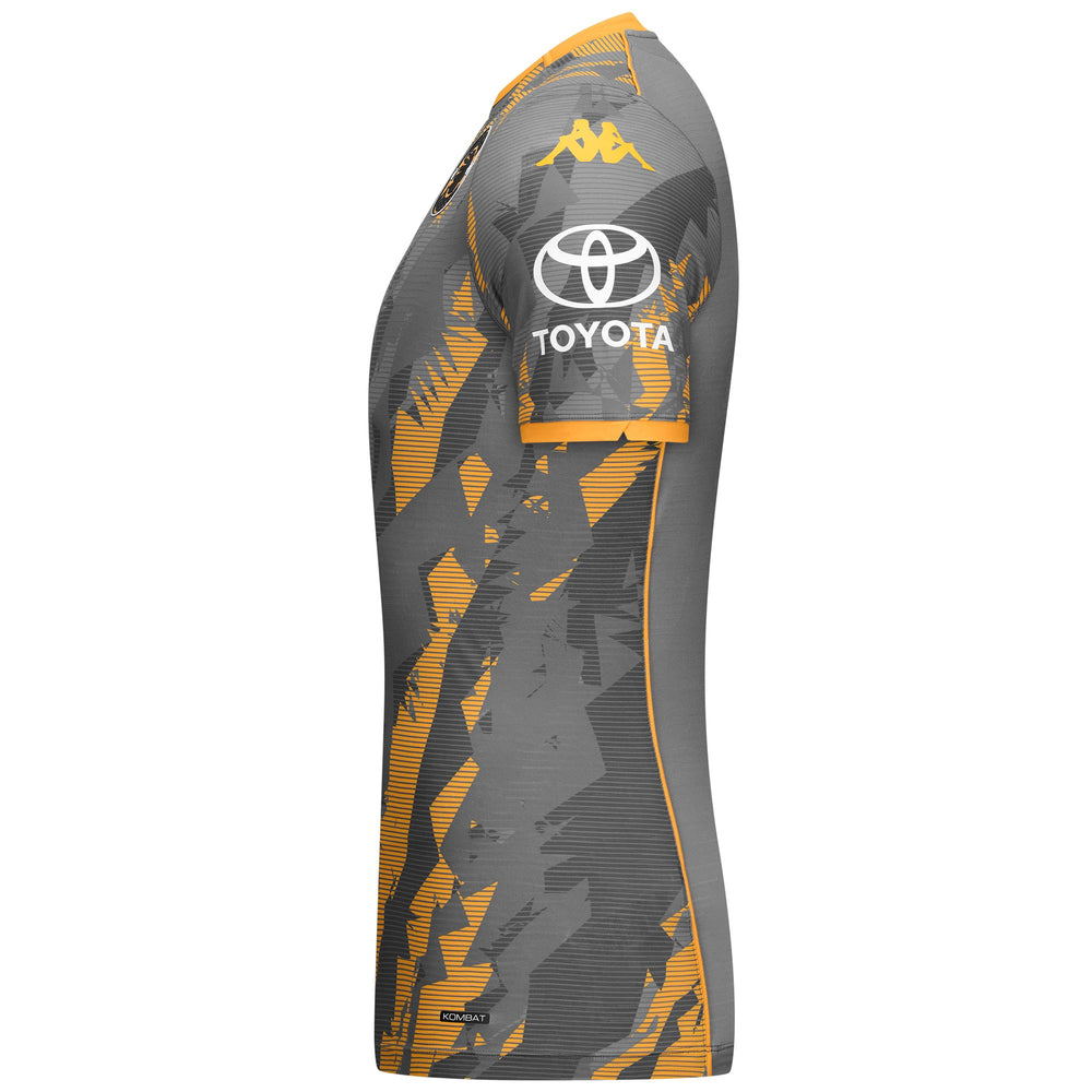 KOMBAT PRO 2026 AWAY AM - Active Jerseys - Shirt - Man - GREY CHARCOAL-YELLOW SAFFRON-SPONSOR 02