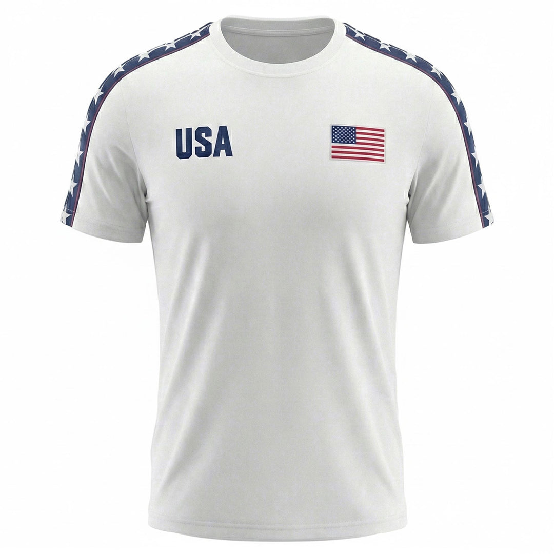 T-shirt de ski blanc pour homme, coupe ajustée, en jersey. 01