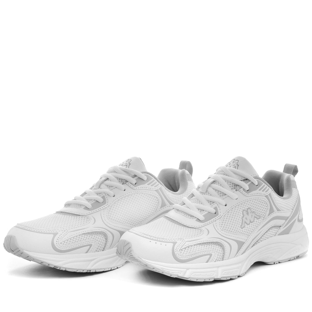 Zapatillas unisex de corte bajo en blanco y gris con plantillas de espuma viscoelástica 01