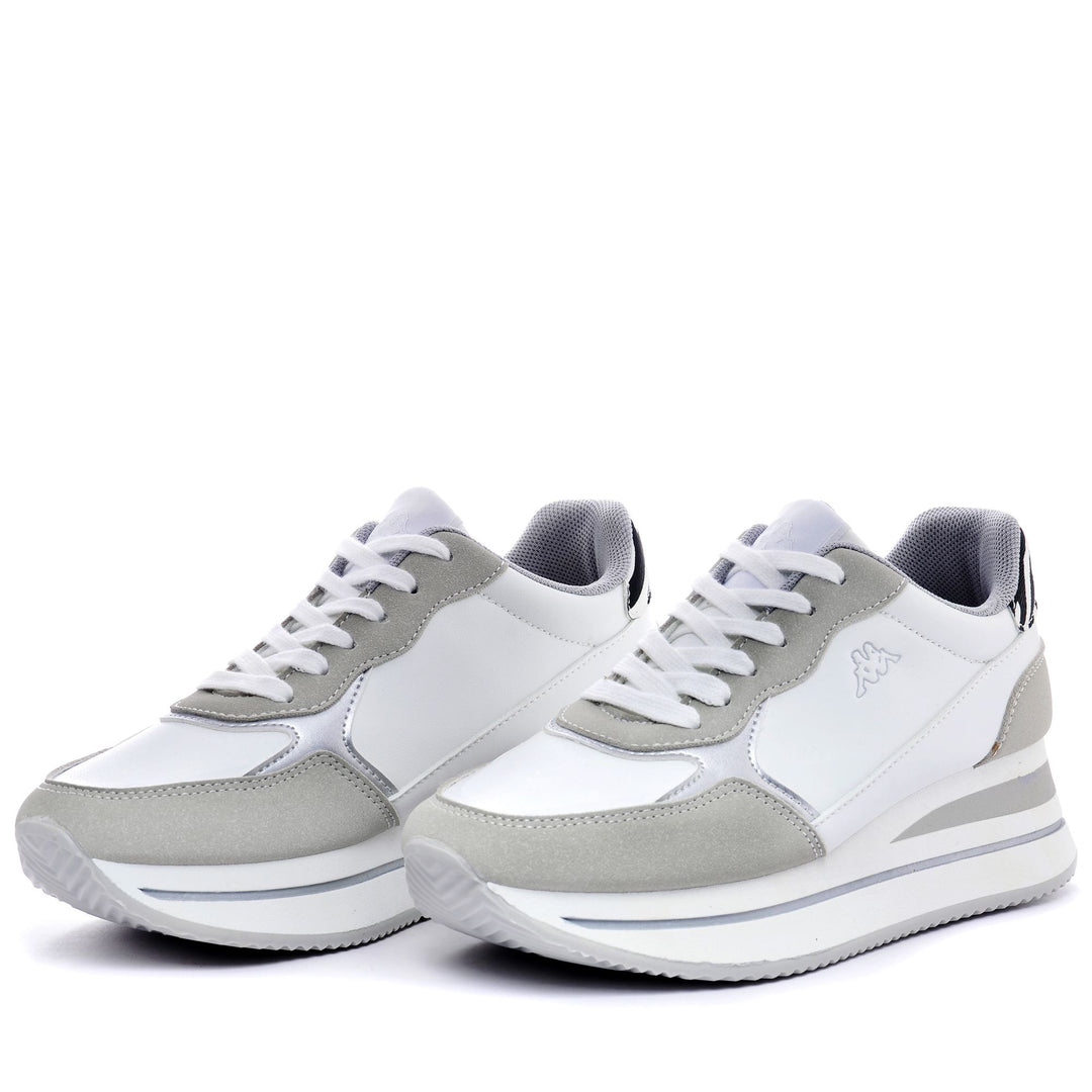 Zapatillas bajas blancas y grises para mujer con plantillas de espuma viscoelástica 01