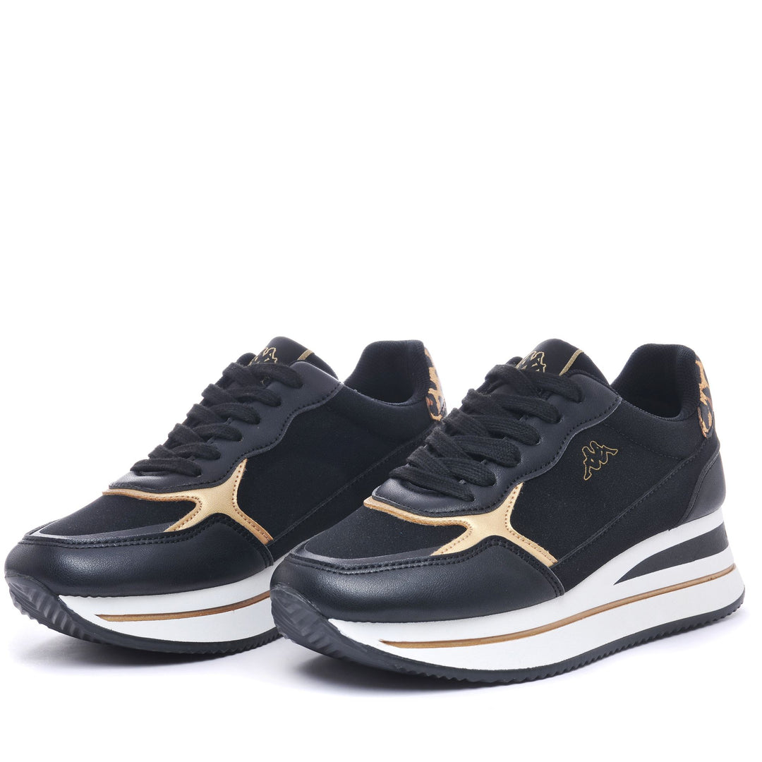 Zapatillas bajas negras y amarillas para mujer con espuma viscoelástica 01