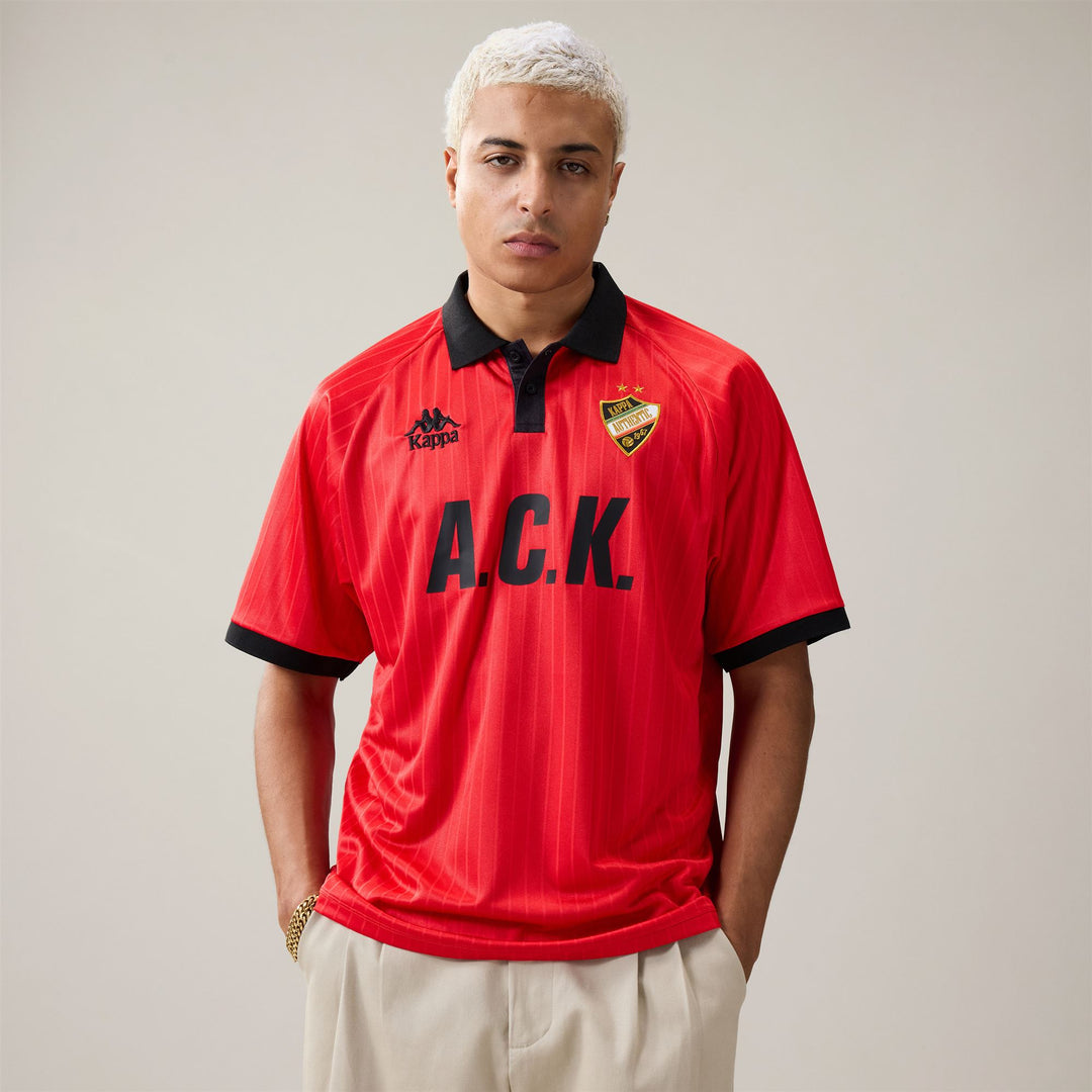 Polo rouge pour homme, coupe confort, en tissu jacquard. main