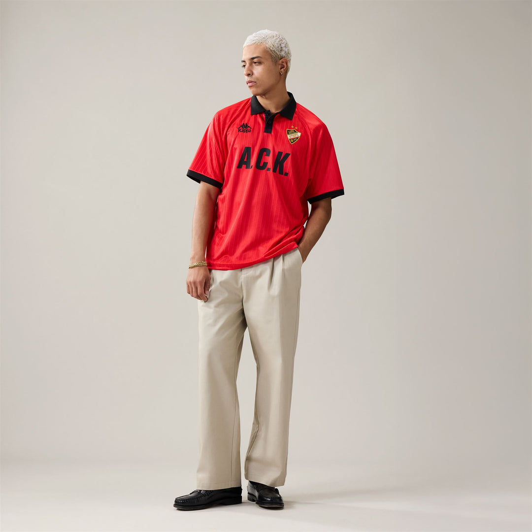 Polo rouge pour homme, coupe confort, en tissu jacquard. main