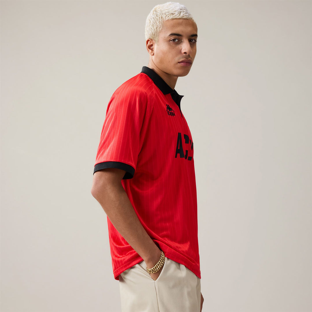 Polo rouge pour homme, coupe confort, en tissu jacquard. main