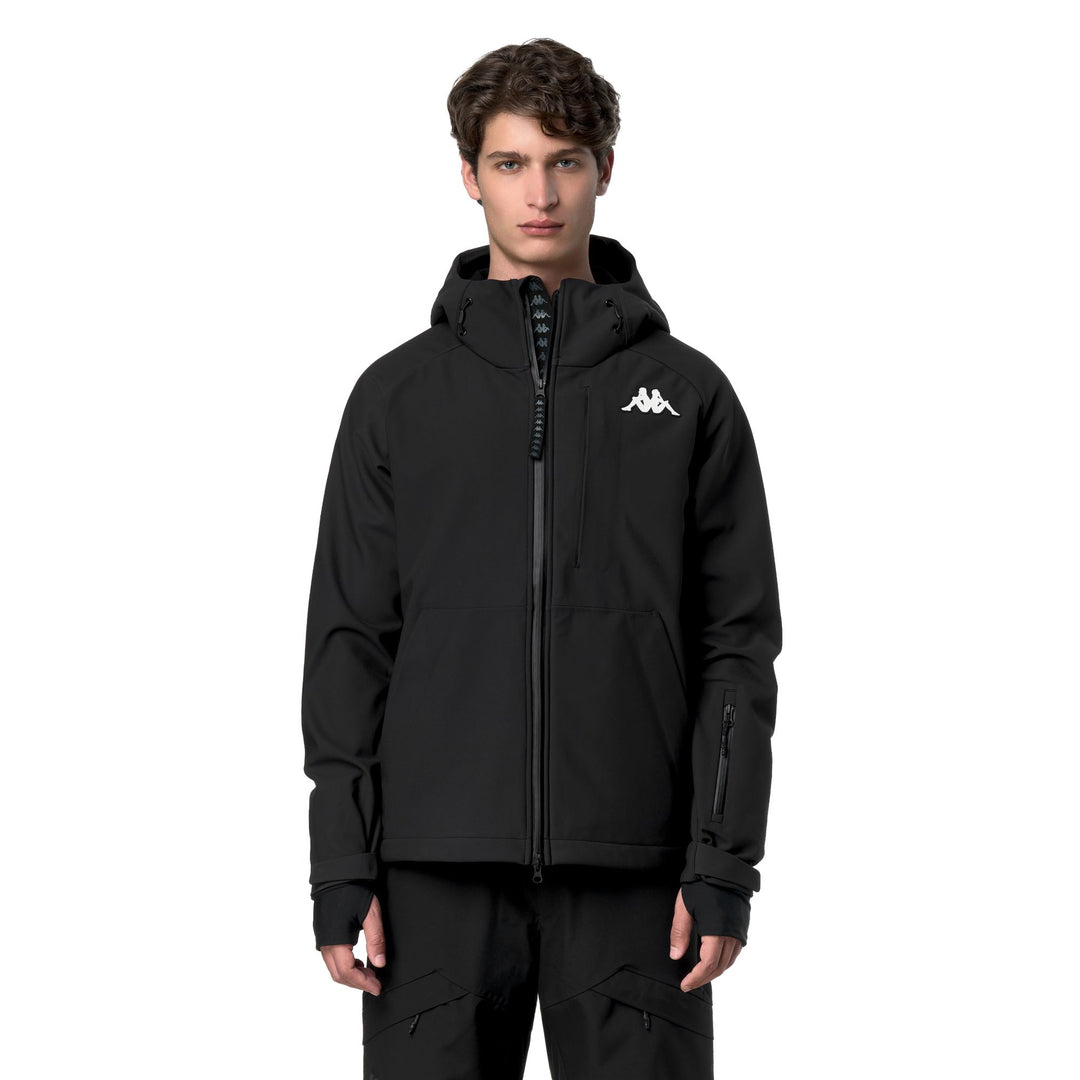 Black Men's Waterproof Softshell Ski Jacket with Breathability 01