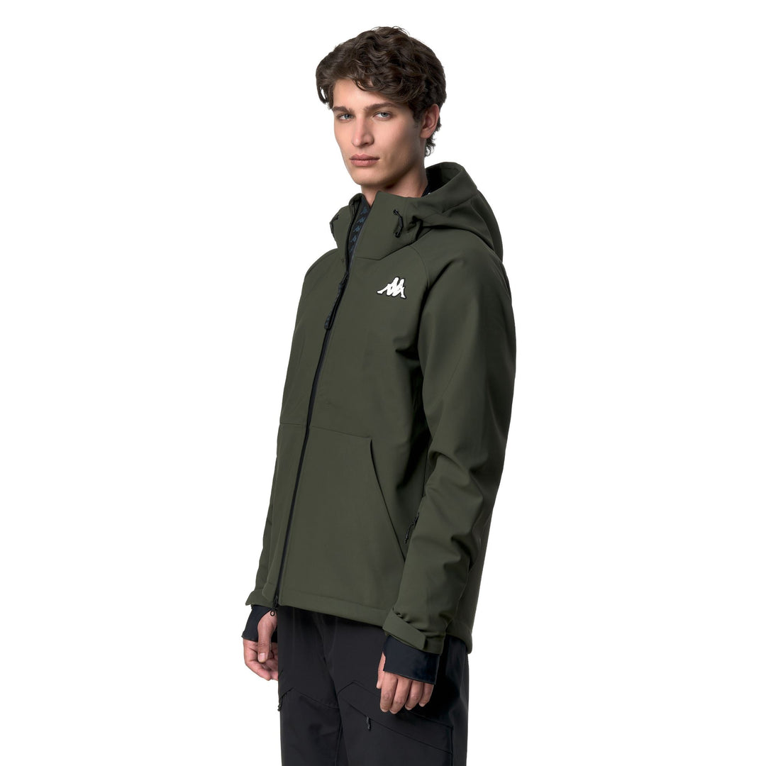 Veste de ski softshell verte pour homme avec protection imperméable main