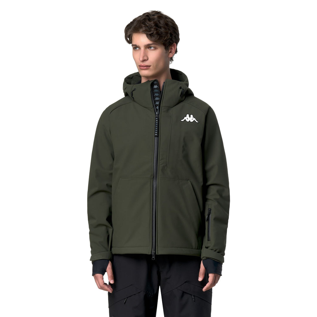 Green Men's Softshell Ski Jacket with Waterproof Protection 01