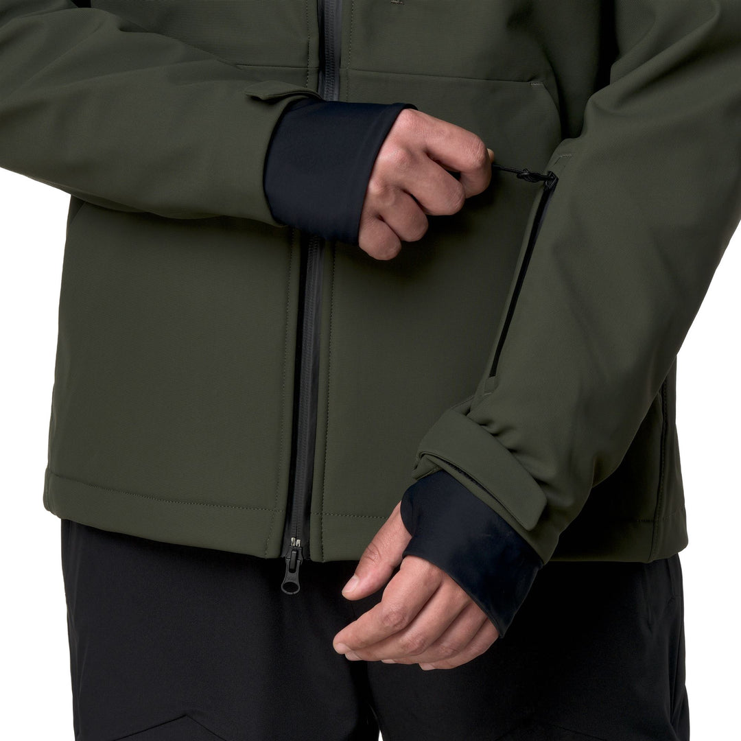 Veste de ski softshell verte pour homme avec protection imperméable main