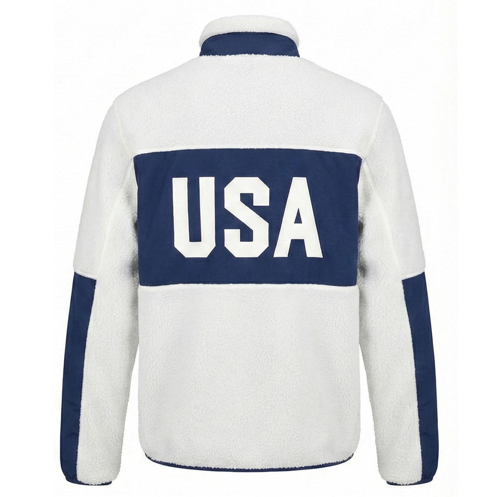 3CENTO  326 USA - Fleece - Jacket - Unisex - WHITE-BLUE CAVERN 02