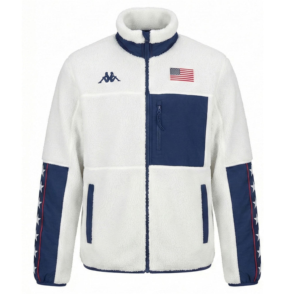 Fleece Unisex 3CENTO 326 USA Jacket WHITE-BLUE CAVERN