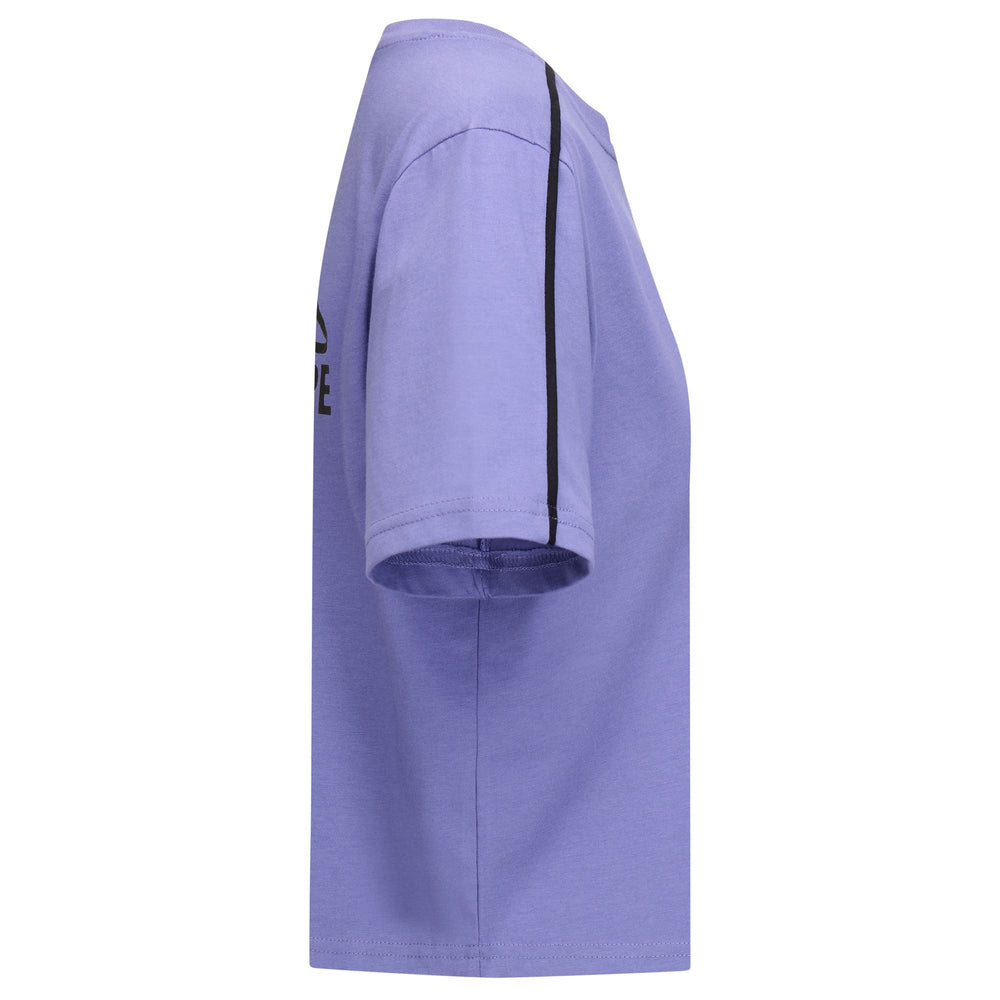 Camiseta oversize de algodón para mujer en color violeta con estampado gráfico 02