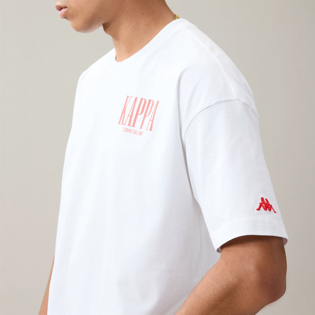 Men's White Comfort Fit Sportswear T-Shirt in Organic Cotton | Kappa