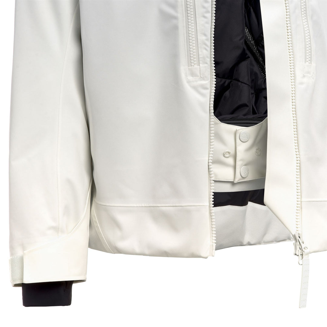 Veste de ski blanche unisexe rembourrée avec protection imperméable main