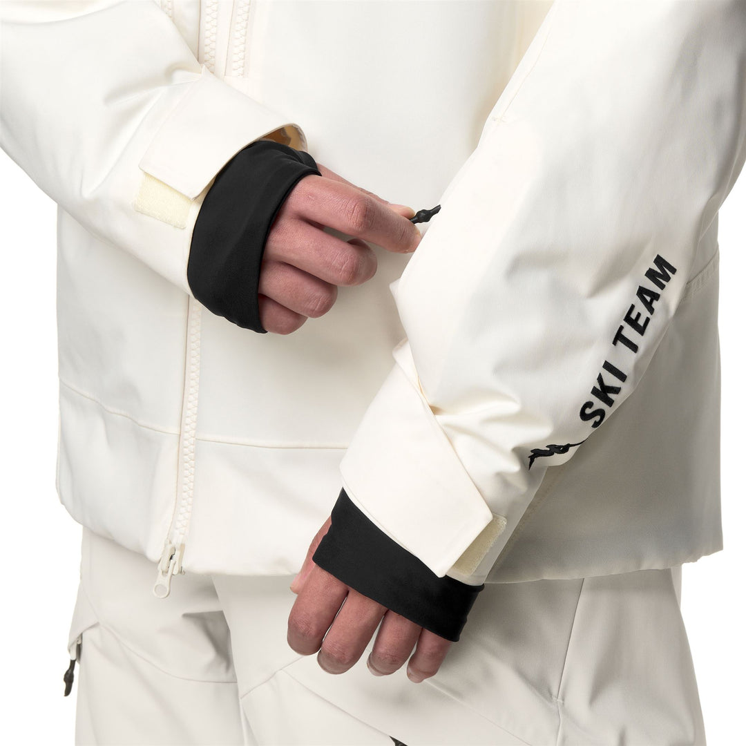 Chaqueta de esquí unisex blanca de media altura con protección impermeable y aislamiento main
