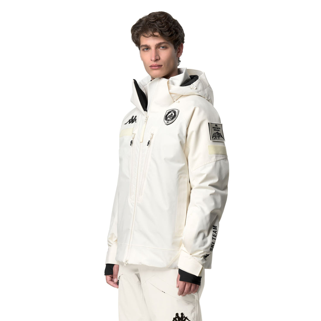 Veste de ski blanche unisexe rembourrée avec protection imperméable main