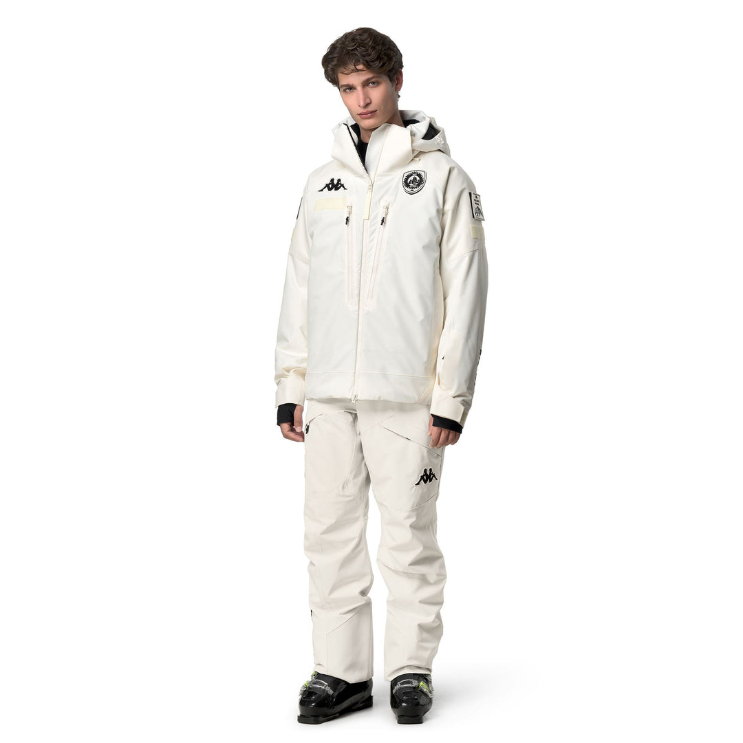 White unisex Mid Padded Waterproof Jacket with Detachable Hood 01
