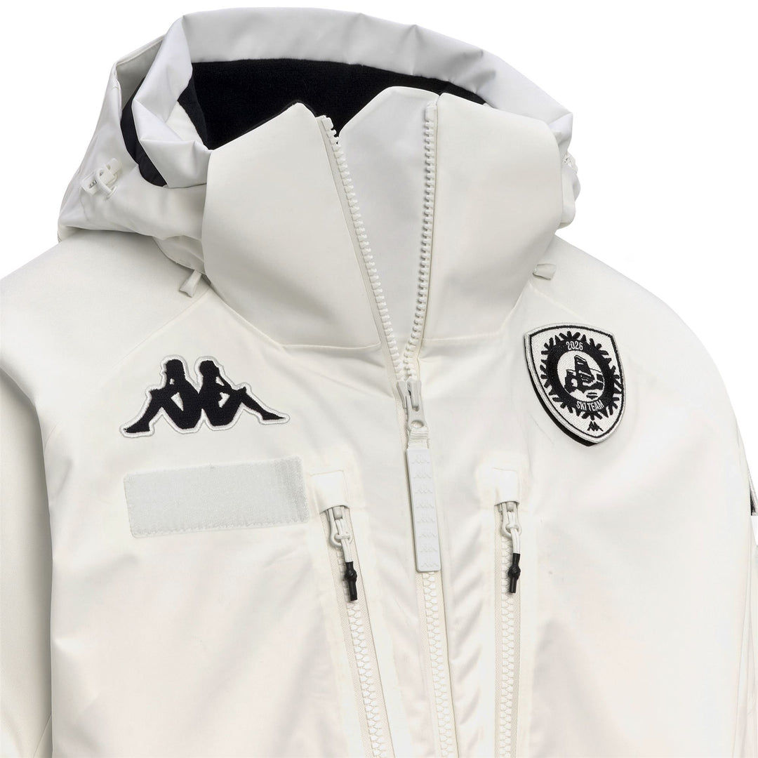 Veste de ski blanche unisexe rembourrée avec protection imperméable main