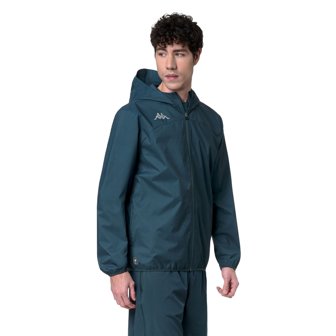 Veste de course imperméable bleue pour homme, coupe classique main