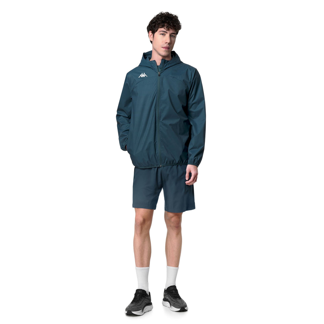 Veste de course imperméable bleue pour homme, coupe classique main