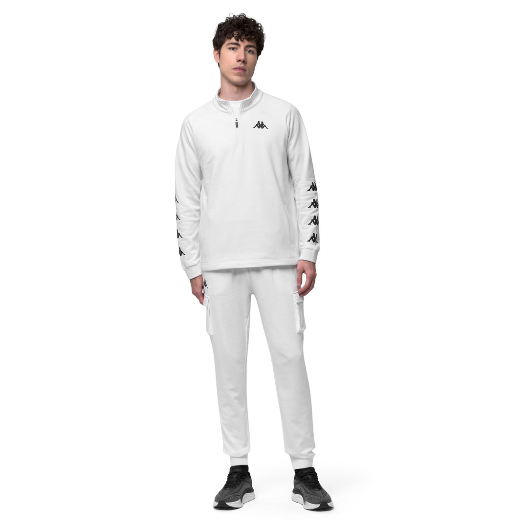 White Men's Cargo Pants with Elasticated Waist and Mesh Inserts main