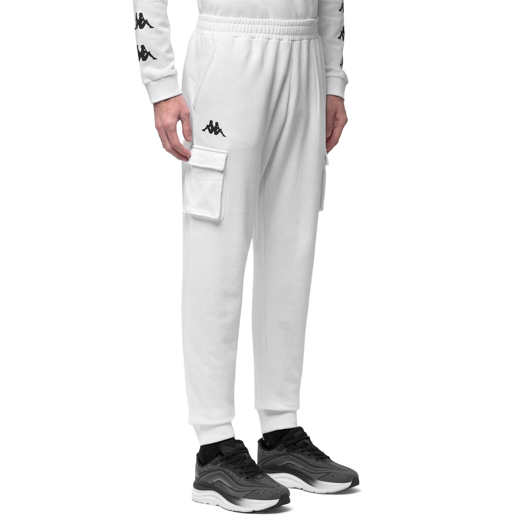 White Men's Cargo Pants with Elasticated Waist and Mesh Inserts main