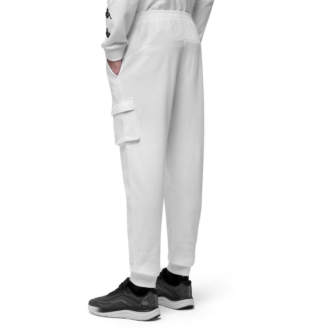 White Men's Cargo Pants with Elasticated Waist and Mesh Inserts main