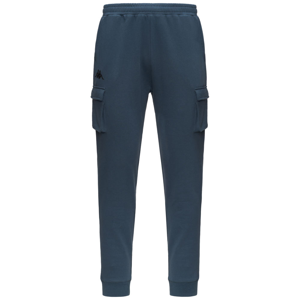 Pantalones cargo azules de corte regular para hombre con cintura elástica. 02