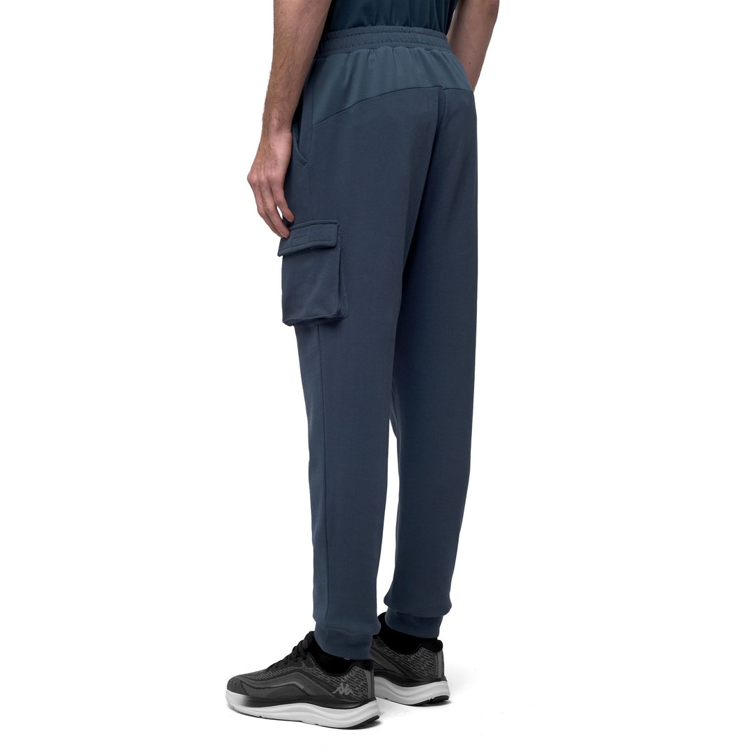 Pantalon cargo bleu pour homme, coupe classique, taille élastiquée main