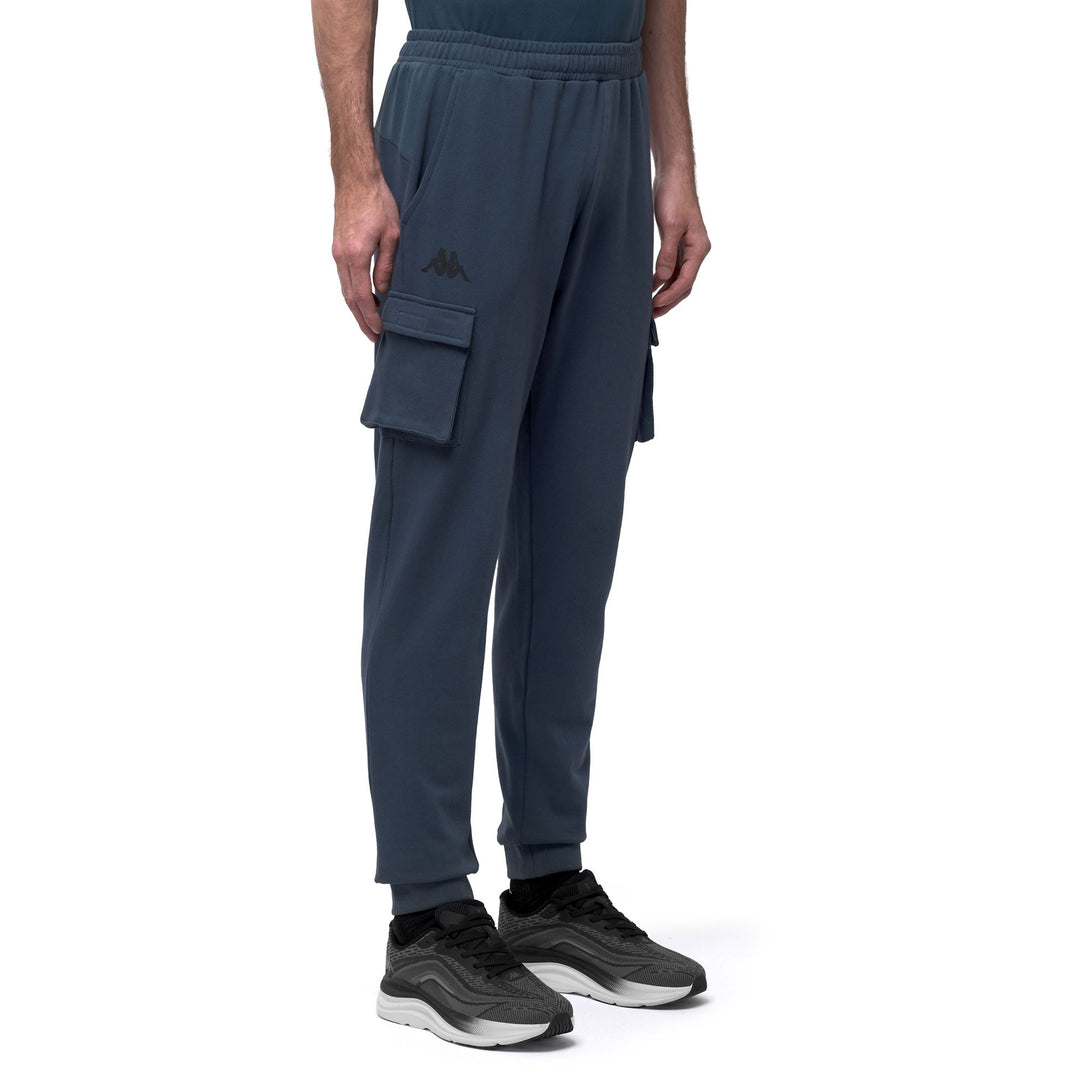 Pantalon cargo bleu pour homme, coupe classique, taille élastiquée main