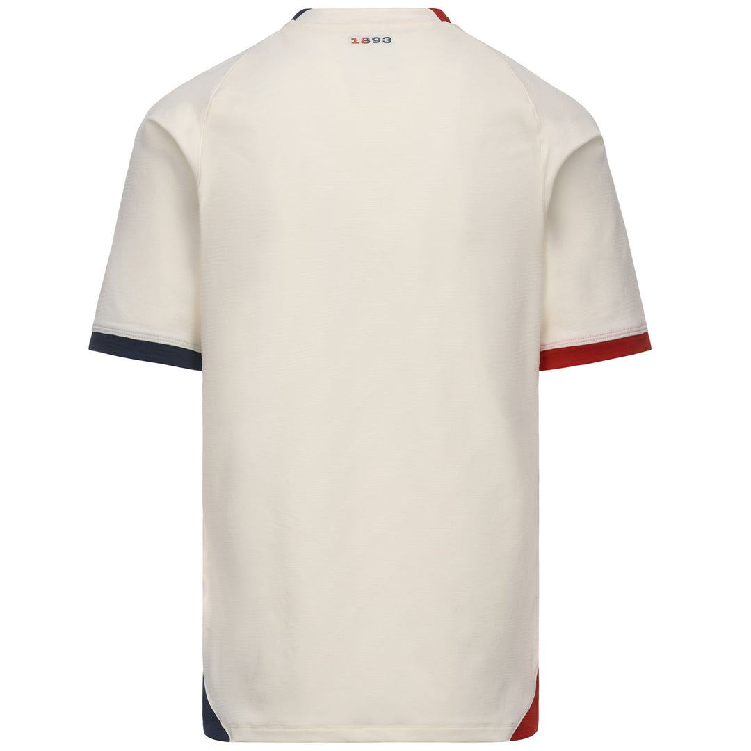 Maillot de football Gênes blanc et rouge pour homme en tissu jacquard recyclé main