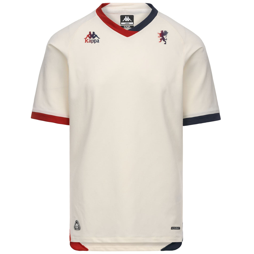 White and Red Men's Genoa Football Shirt in Recycled Jacquard Fabric 01