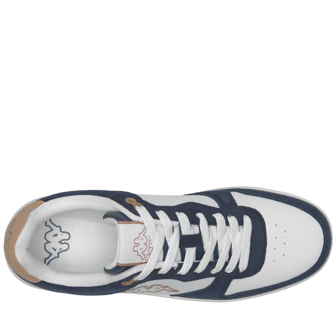 White and Blue Marine Unisex Low Cut Sneakers with Synthetic Upper main