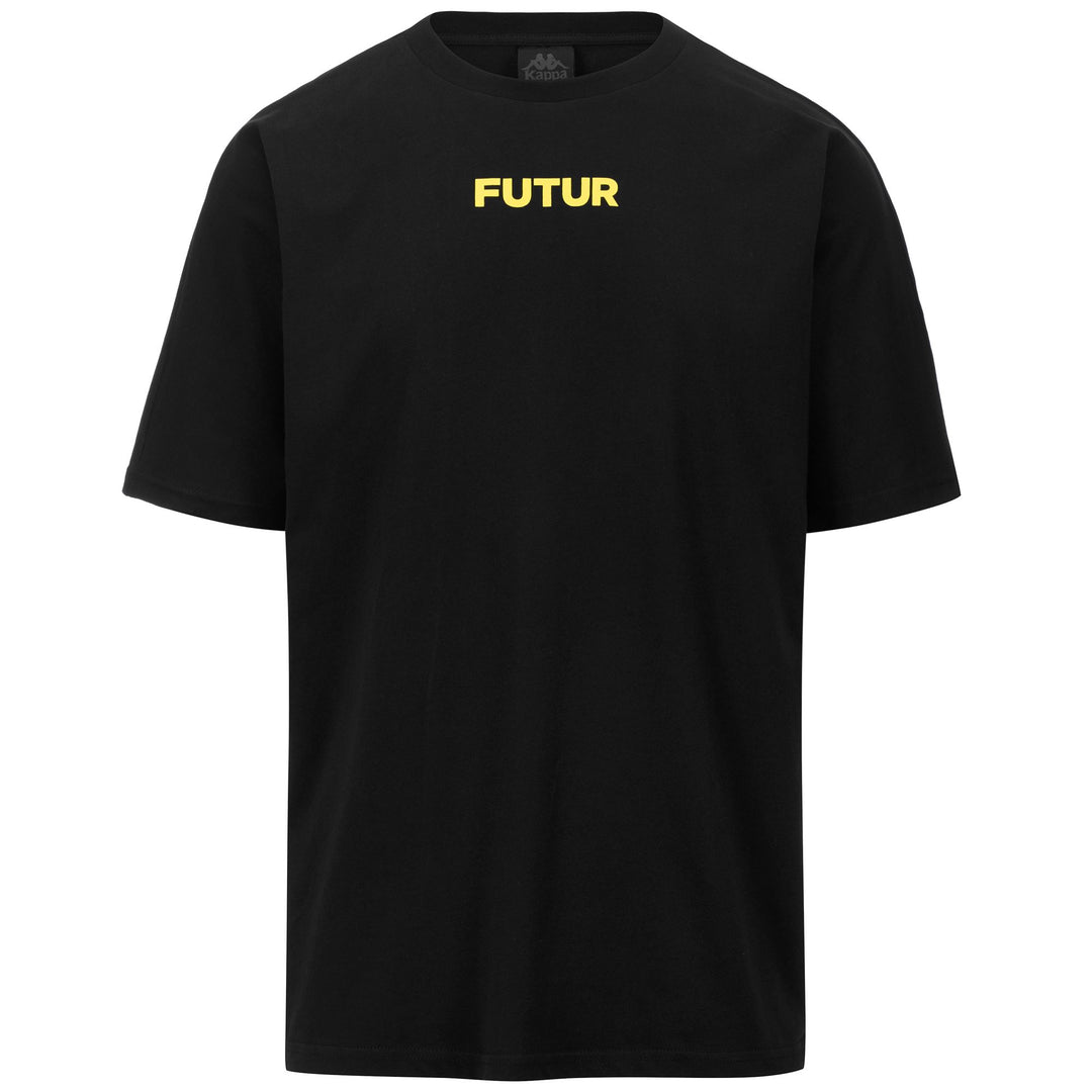 Camiseta negra de corte cómodo para hombre con estampado gráfico 01