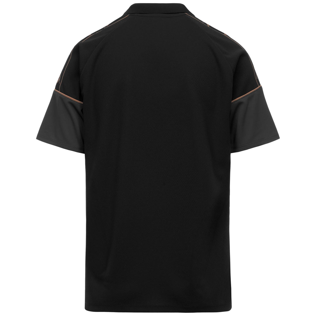 Polo de football noir pour homme, coupe ajustée, en tissu mesh main