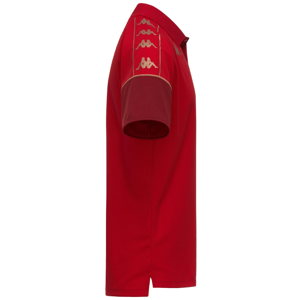 Polo de football rouge pour homme, coupe ajustée, en tissu mesh 02