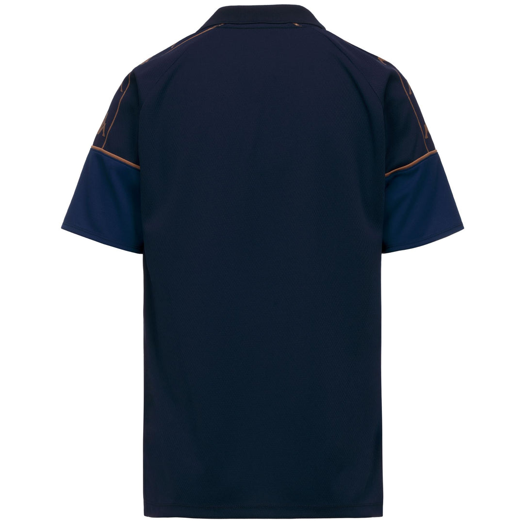 Polo de football bleu pour homme, coupe ajustée, en tissu mesh main