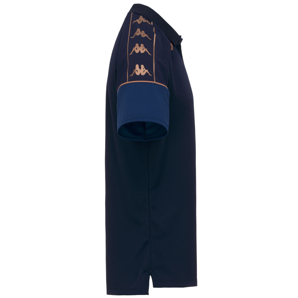 Polo de football bleu pour homme, coupe ajustée, en tissu mesh 02